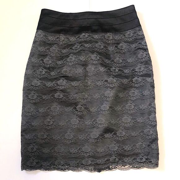 Women’s H & M Gray Lace Pencil  Skirt w/Zippered Back Size 8 - Picture 1 of 8